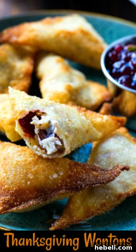 Holiday Harvest Wontons 6 Plate of crispy Thanksgiving Wontons with dipping sauce, perfect for using up leftovers.