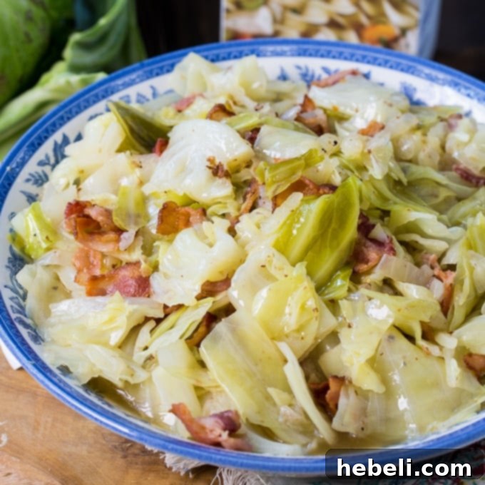 Close-up of tender, perfectly cooked Southern Cabbage ready to be served