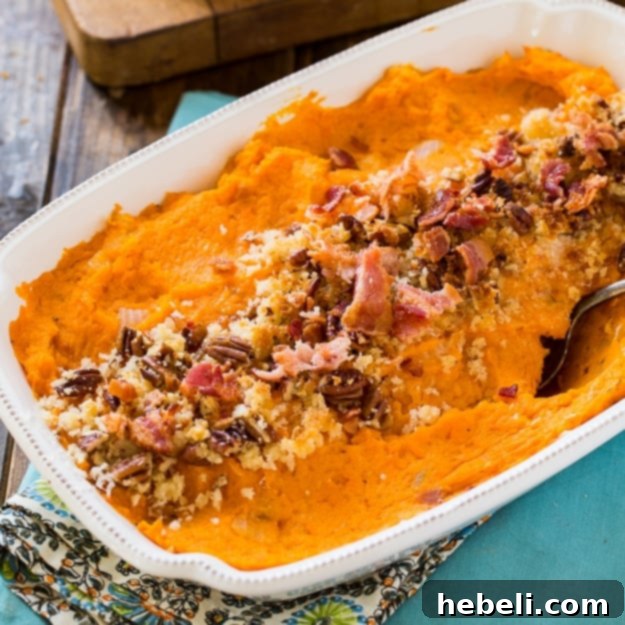 Savory Sweet Potato Casserole with Bacon and Gruyere