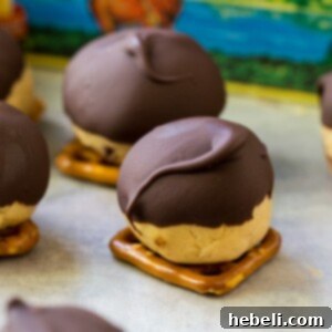 Finished Buckeye Pretzel Bites on a plate, ready for serving