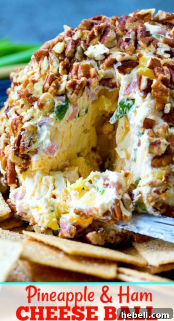 Sweet and Savory Pineapple Ham Cheese Ball 5 A beautifully crafted Pineapple and Ham Cheese Ball, ready for serving.
