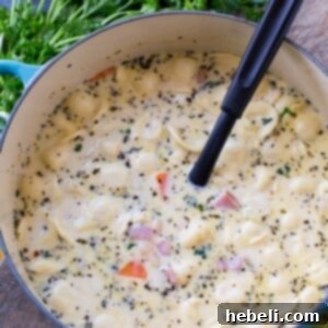 Creamy Ham and Tortellini Soup with White Beans