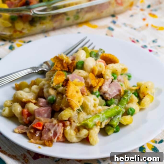 11 Brilliant Ways to Use Leftover Ham 9 Ham and Asparagus Casserole, an ultra-creamy pasta casserole with alfredo sauce, cheese, and a Ritz cracker topping, perfect for leftover ham.