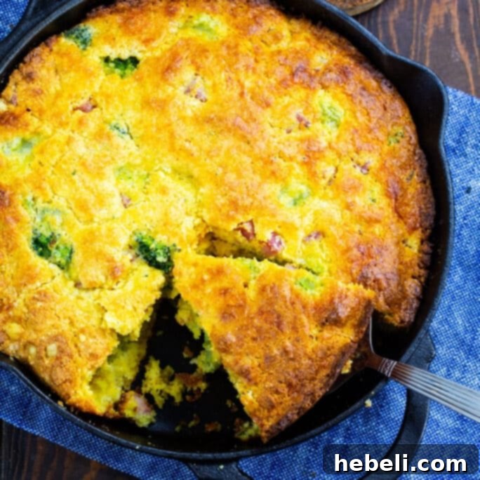 11 Brilliant Ways to Use Leftover Ham 4 Broccoli and Ham Jiffy Cornbread, a moist cornbread dish loaded with broccoli, ham, and cheddar cheese.
