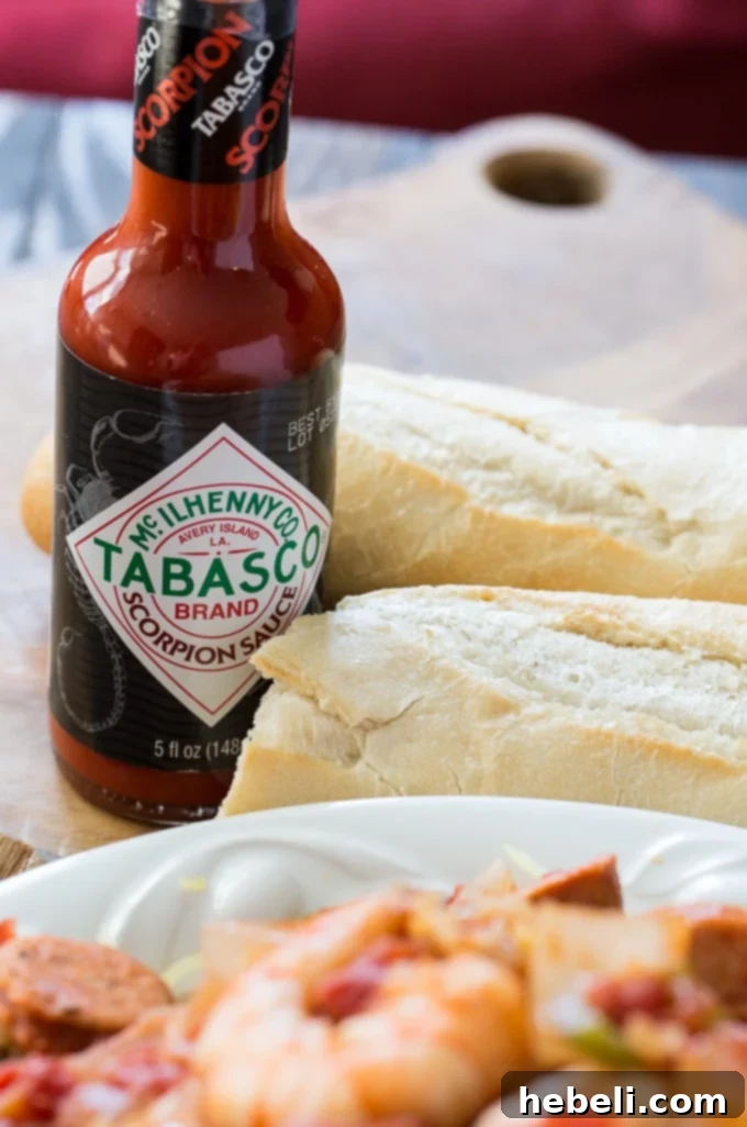 Scorpion Tabasco Sauce for an extra spicy kick in your jambalaya