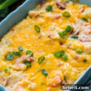 Shrimp and Grits Casserole with a crispy golden-brown topping