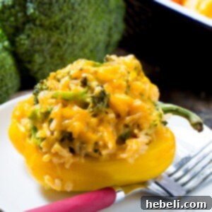 Finished Broccoli and Cheese Stuffed Peppers
