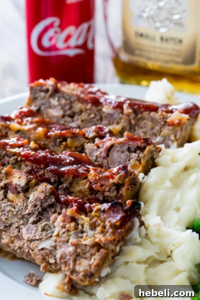 Cola-Glazed Bourbon Meatloaf 3 Close-up of Bourbon and Coke Meatloaf recipe with glaze