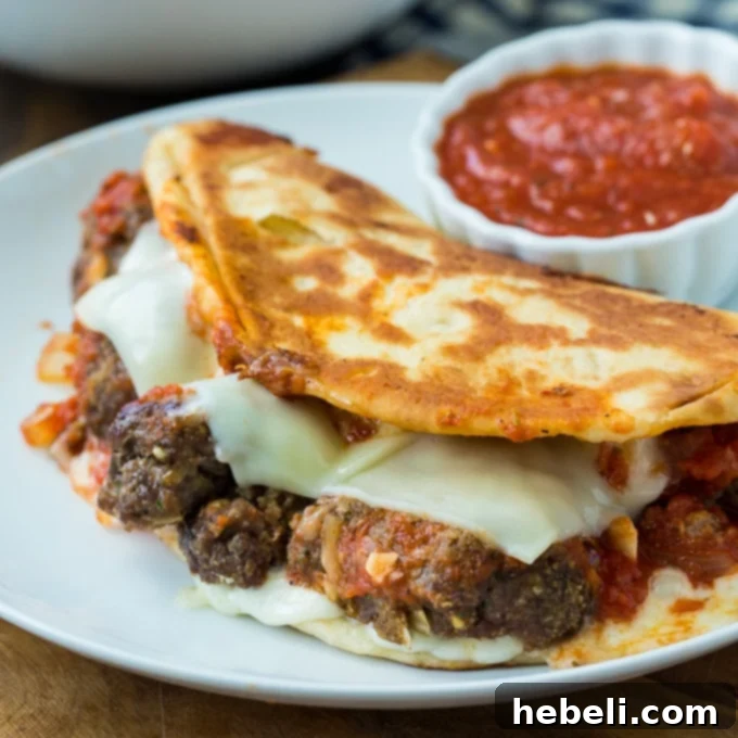 Delicious Meatball and Mozzarella Panini, golden brown and cheesy