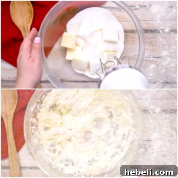 Creaming butter and sugar for the cake.