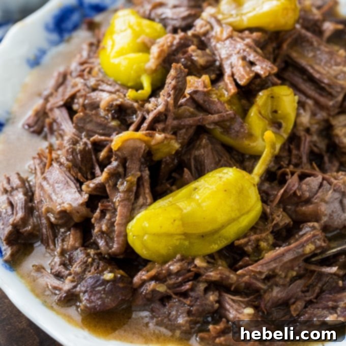 Mississippi Pot Roast: Instant Pot Edition 2 Tender, shredded Instant Pot Mississippi Roast with gravy and pepperoncini peppers