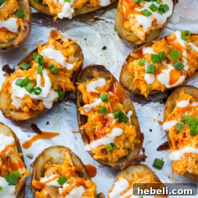 Zesty Buffalo Chicken Potato Skins 2 Buffalo Chicken Potato Skins - Crispy and Cheesy Appetizer