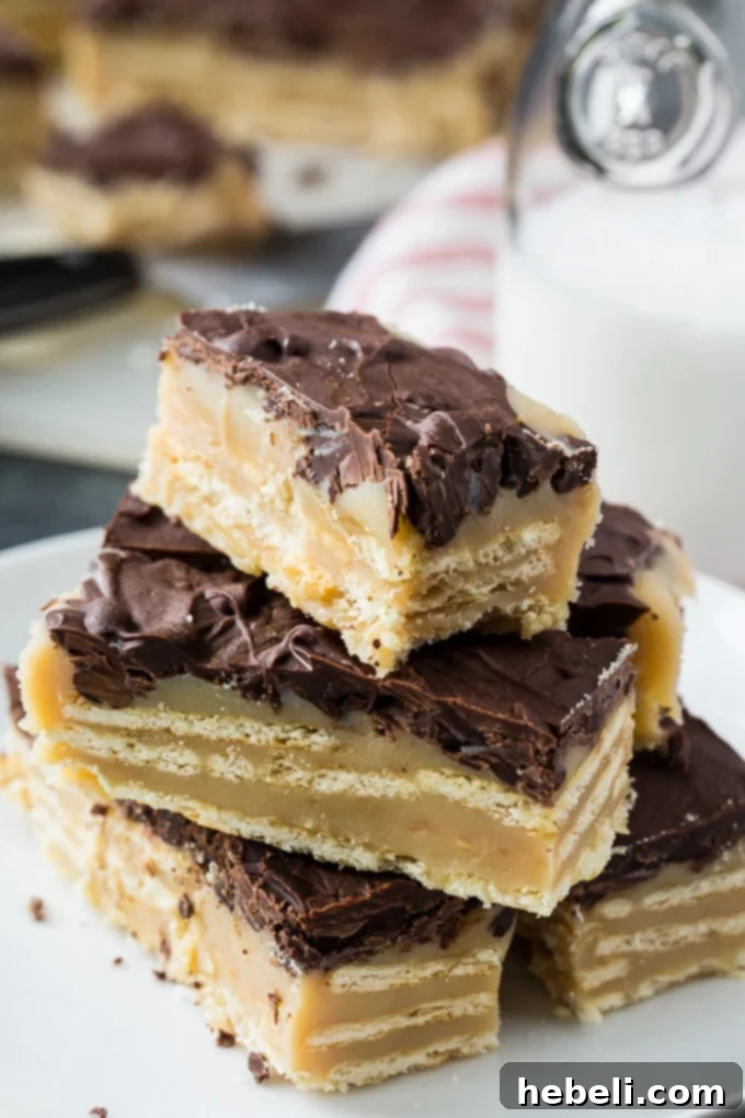 Chocolate Caramel Cracker Bark 3 Close-up of Keebler Club Crackers, the star ingredient for this candy