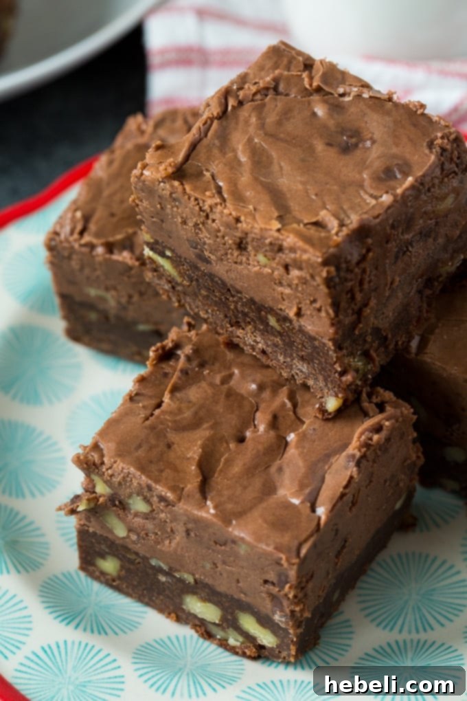 Platter of Fudge Topped Brownies, ideal for bake sales and parties
