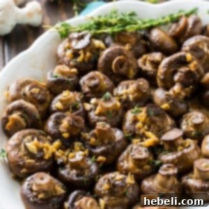 roasted mushrooms in a recipe card setting