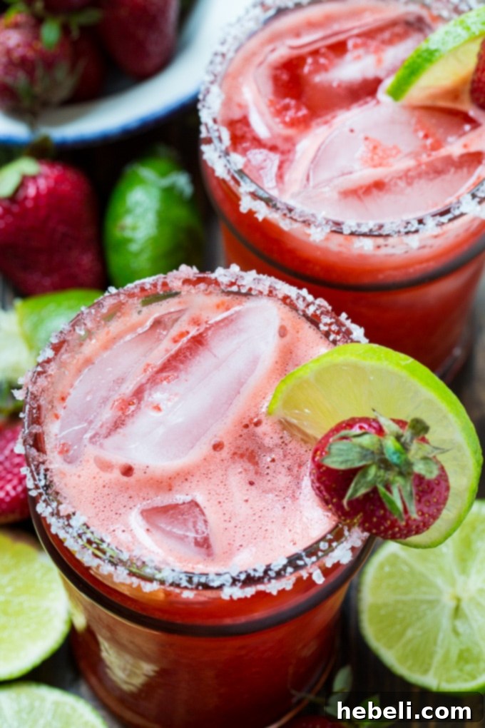 Fresh Strawberry Margaritas made from all natural ingredients
