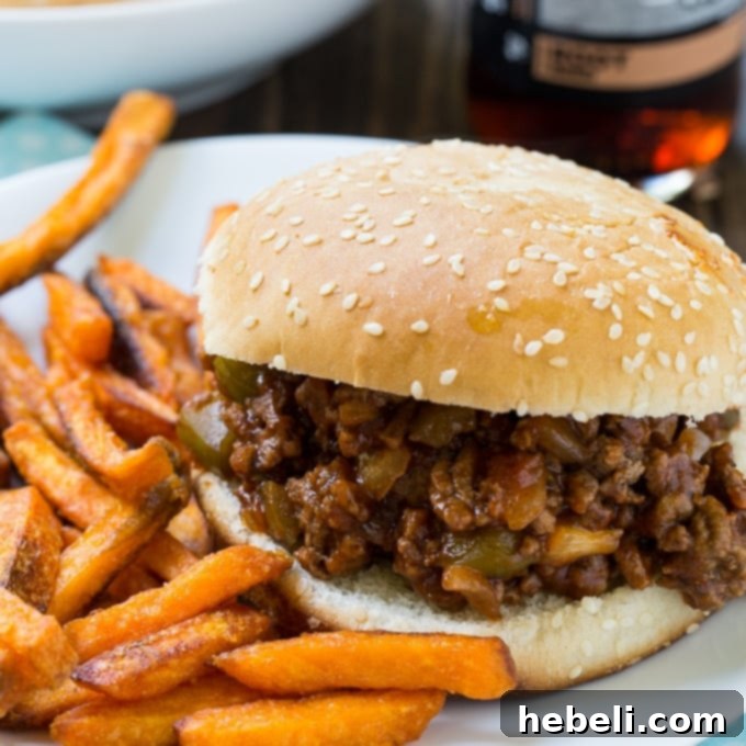 Delicious Root Beer Sloppy Joes served on toasted buns