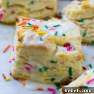 Funfetti Biscuits with glaze and sprinkles
