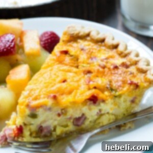 Finished Denver Omelet Quiche, golden brown and perfectly baked
