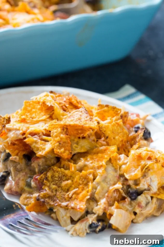 Cheesy Dorito Chicken Casserole is an easy family meal, perfect for any occasion.