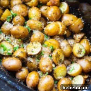 Garlic Parmesan Potatoes in a slow cooker.