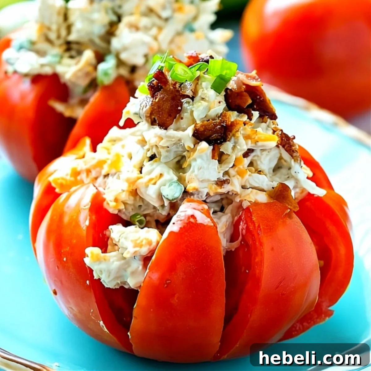 Chicken salad in a tomato.