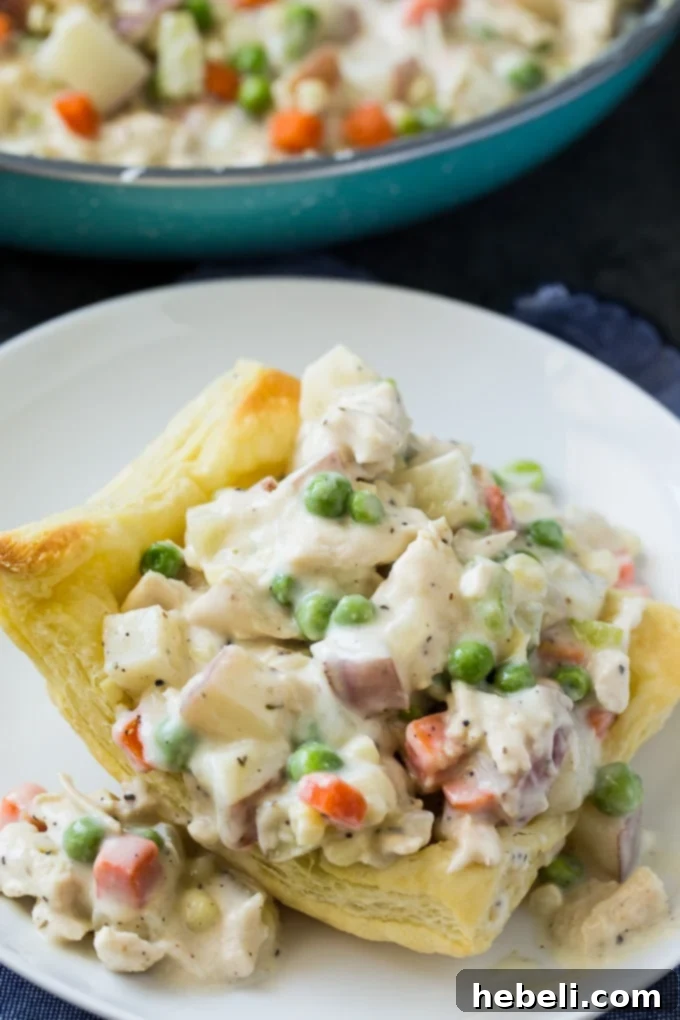 Deconstructed Chicken Pot Pie 3 Inside Out Chicken Pot Pie in a puff pastry bowl