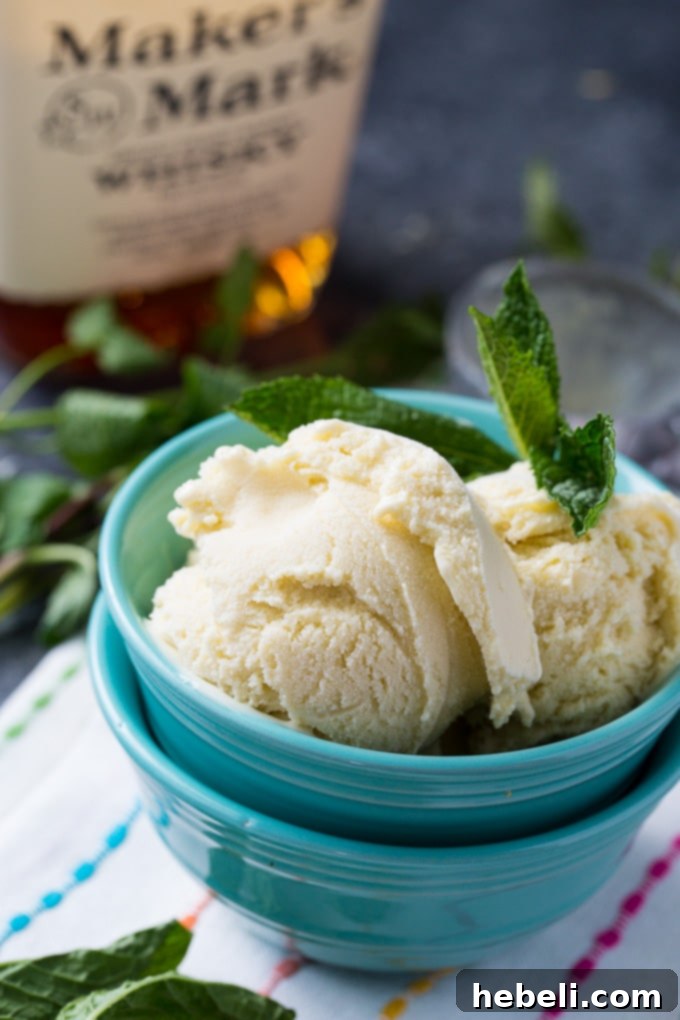 Fresh mint steeping in cream for Mint Julep Ice Cream base.