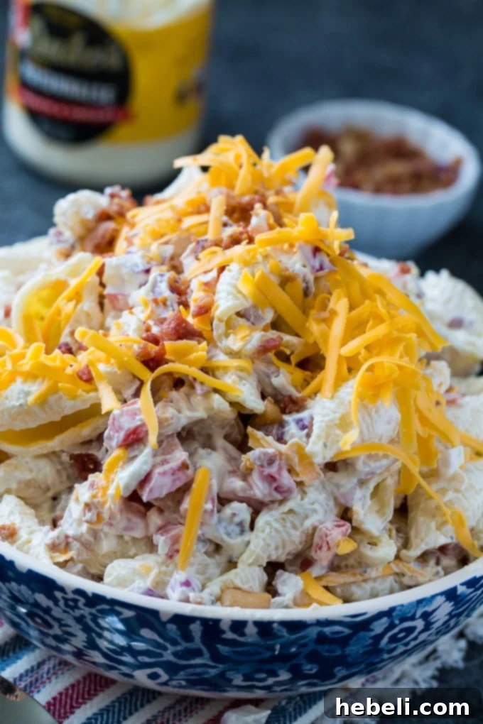 Creamy Tangy Pasta Salad 3 Creamy and Tangy Pasta Salad with crispy bacon bits