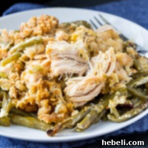 Crock Pot Chicken and Stuffing Casserole with Green Beans