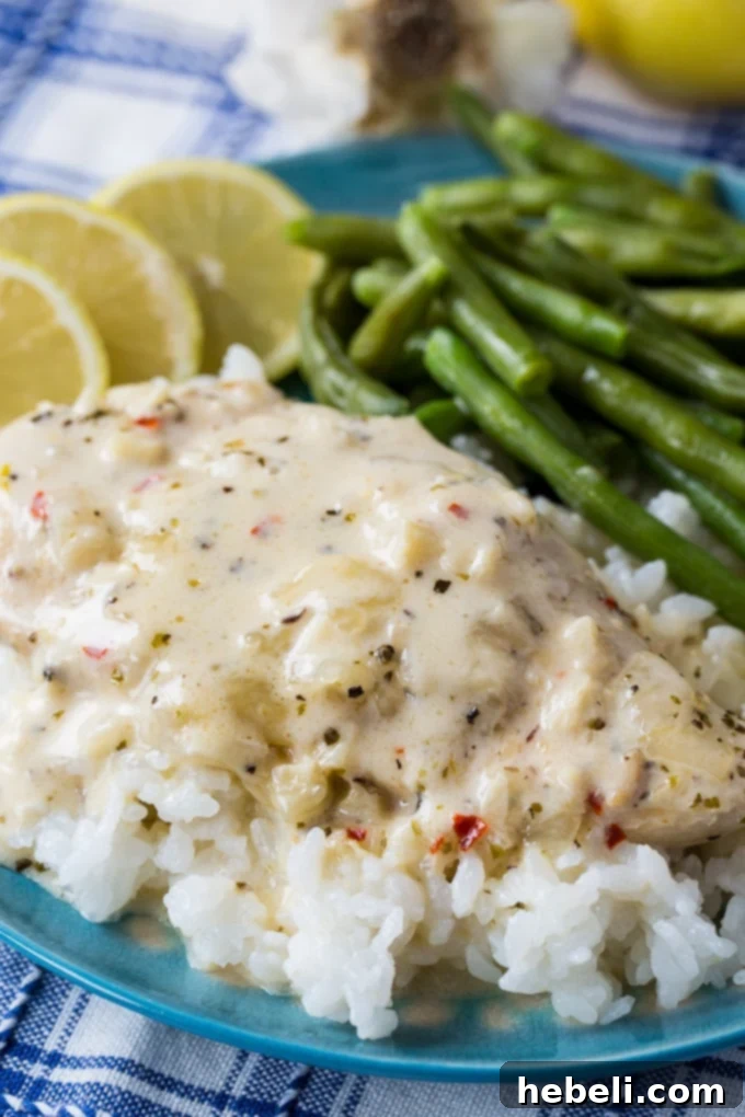 Instant Pot Creamy Lemon Chicken - cooked chicken in Instant Pot
