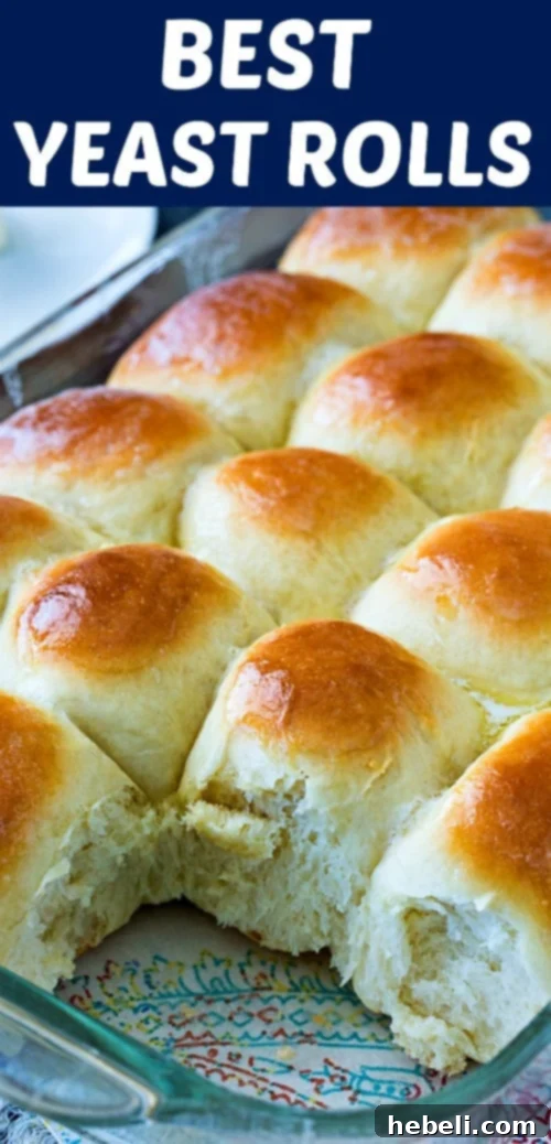 Basket of homemade yeast rolls ready to serve