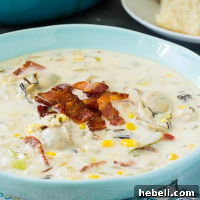 Wild Rice and Oyster Chowder 2 Rich and Creamy Oyster and Wild Rice Soup with Bacon and Corn
