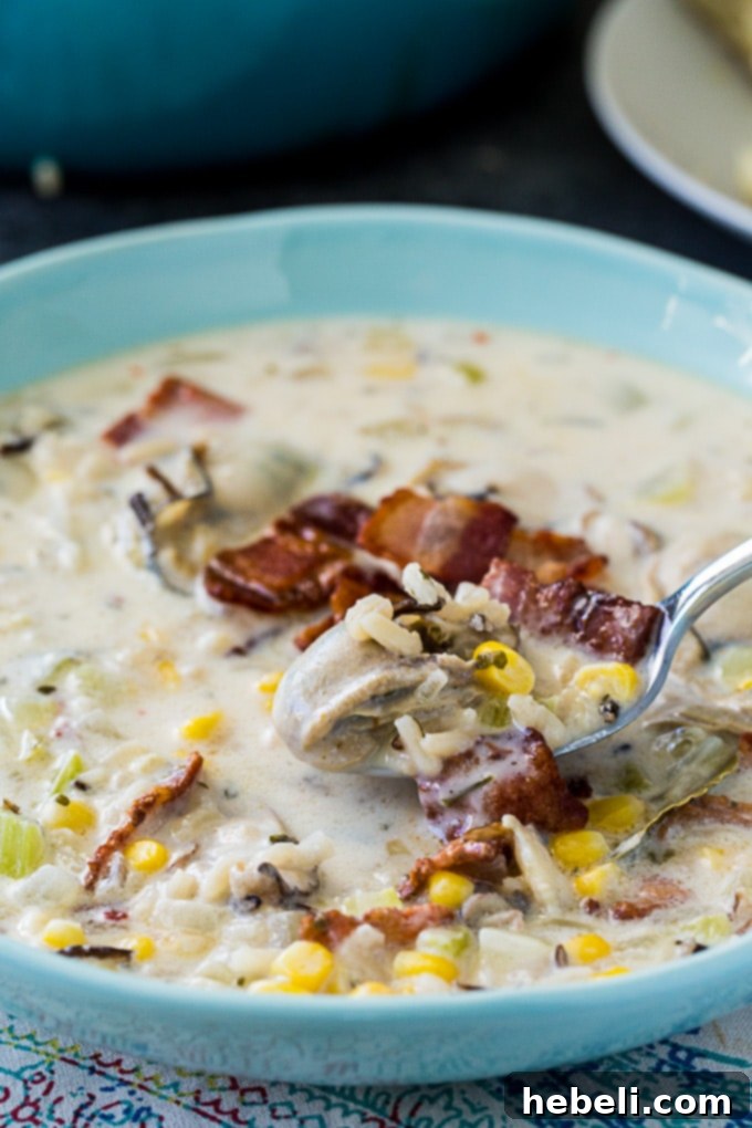 Wild Rice and Oyster Chowder 4 Cooking Stages of Oyster and Wild Rice Soup with Aromatics