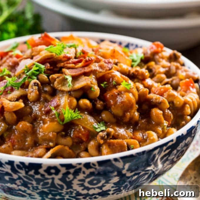 Hot and Spicy Black-Eyed Peas - Delicious Southern dish with bacon and jalapeno