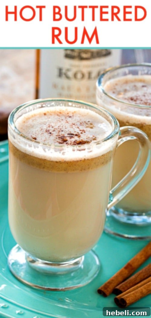 Winter's Warm Embrace 7 Hot Buttered Rum makes a great holiday cocktail, festive and inviting