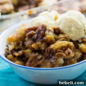 Pecan Pie Cobbler with ice cream