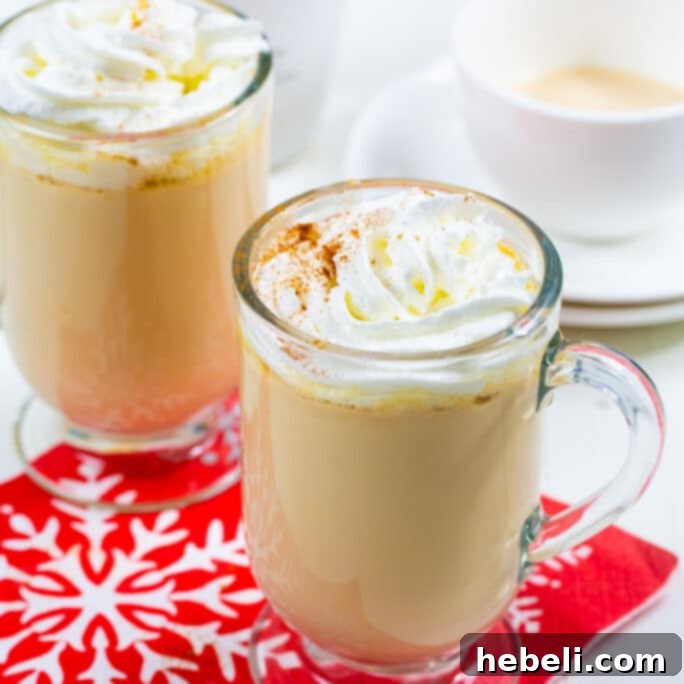 Decadent Slow Cooker Rumchata White Hot Cocoa 2 Two glasses of creamy Rumchata White Hot Chocolate, garnished beautifully.