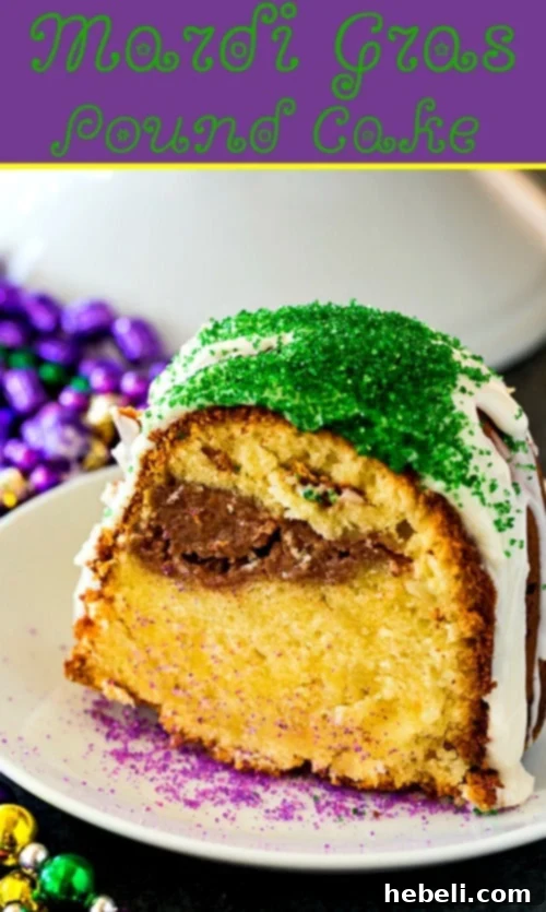 Festive Mardi Gras Pound Cake 6 Mardi Gras Pound Cake with rich cream cheese swirl