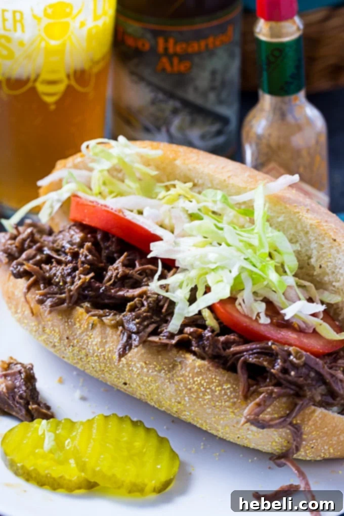 Slow-Roasted Beef Shreds 5 Close-up of shredded Roast Beef Debris in gravy