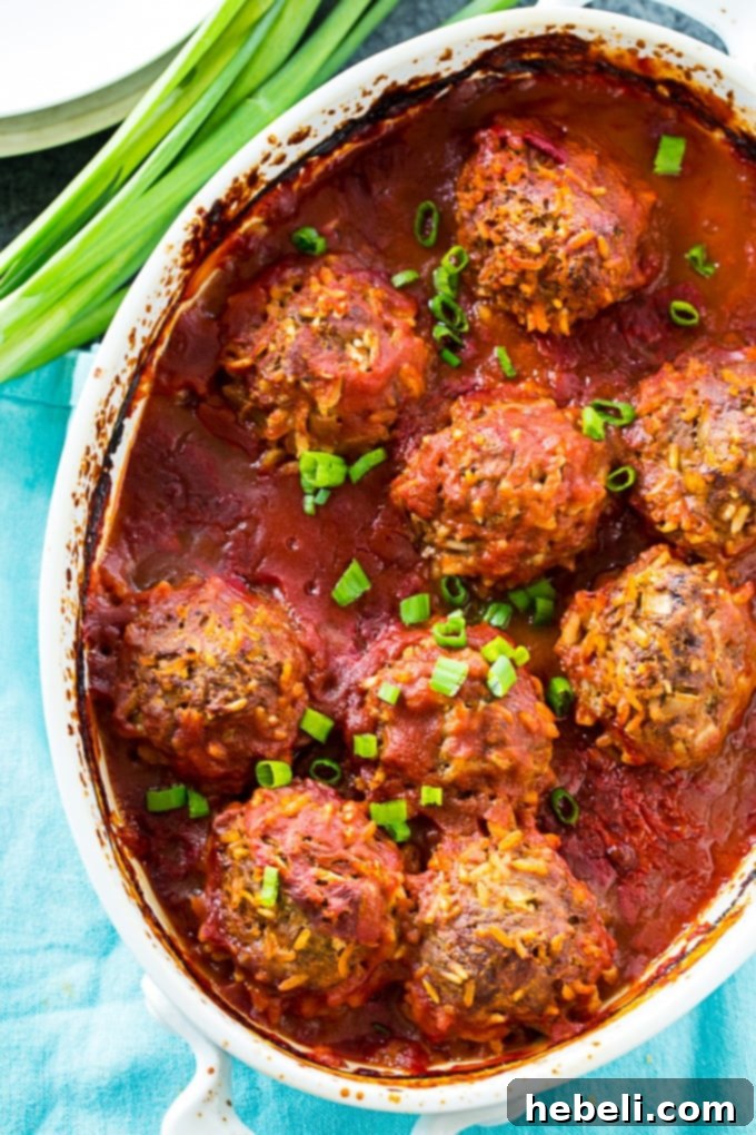 Grandma's Porcupine Meatballs 3 Close-up of Porcupine Meatballs baking in the oven