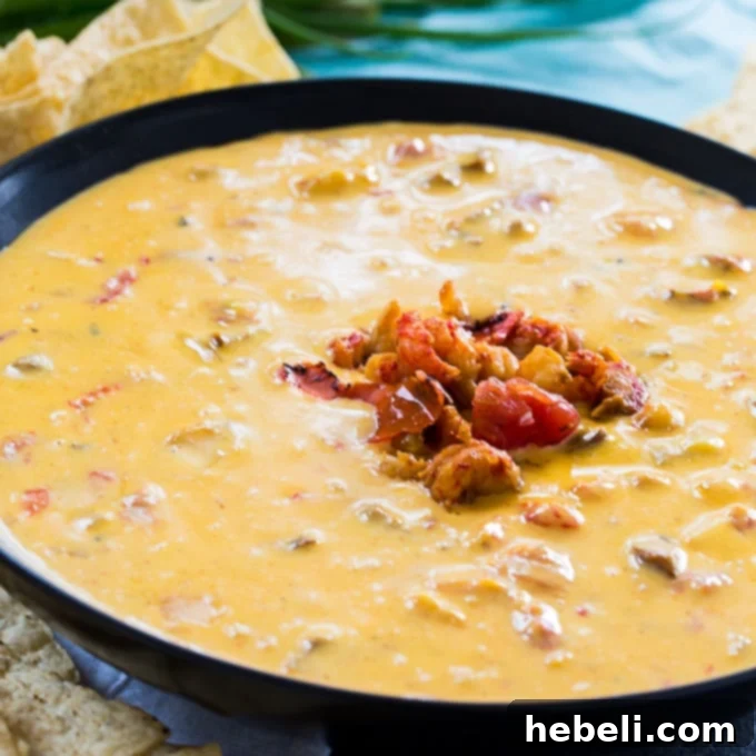 Creamy Crawfish Queso served with tortilla chips