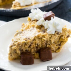 No-Bake Snickers Pie in a graham cracker crust