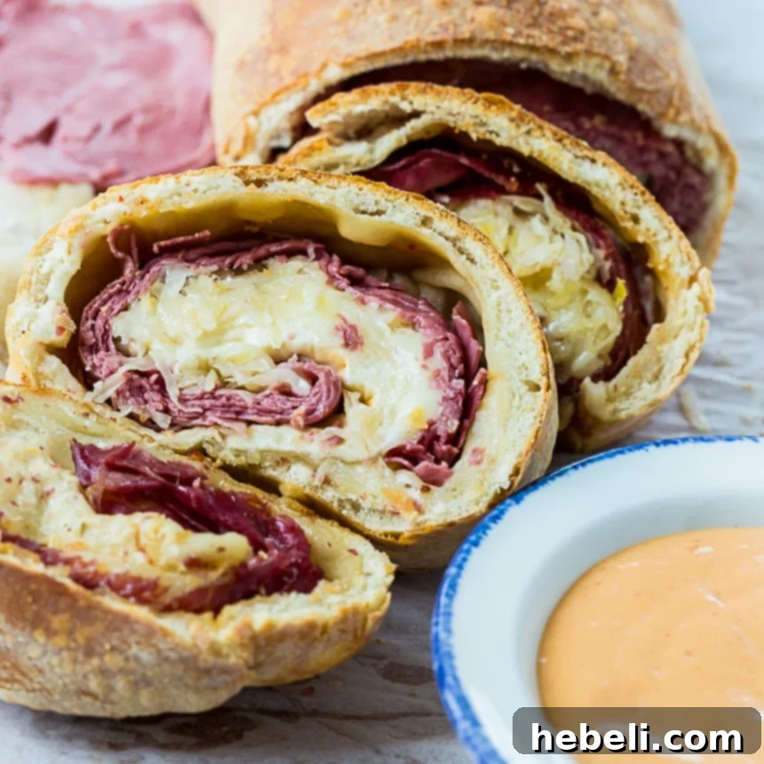 Crispy Air Fryer Reuben Stromboli 2 Stromboli with Reuben fillings freshly cooked from the air fryer
