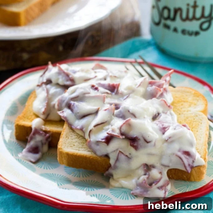 Savory Creamed Beef 2 Creamed Chipped Beef, a classic comfort food breakfast