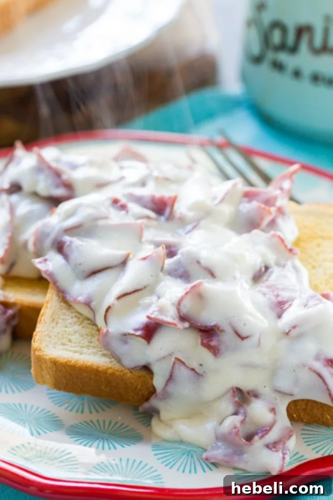Savory Creamed Beef 3 Soaking dried beef for Creamed Chipped Beef