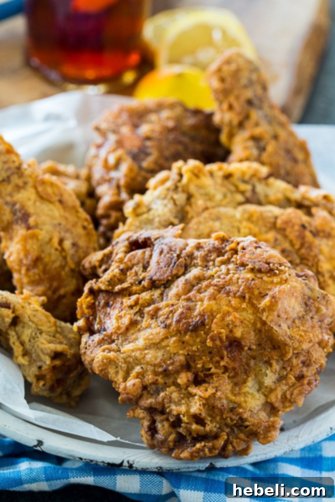 Closeup of Golden Brown Sweet Tea Fried Chicken
