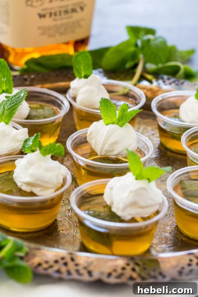 Mint Julep Jell-O Shots 5 Ingredients for Mint Julep Jello Shots with fresh mint and bourbon