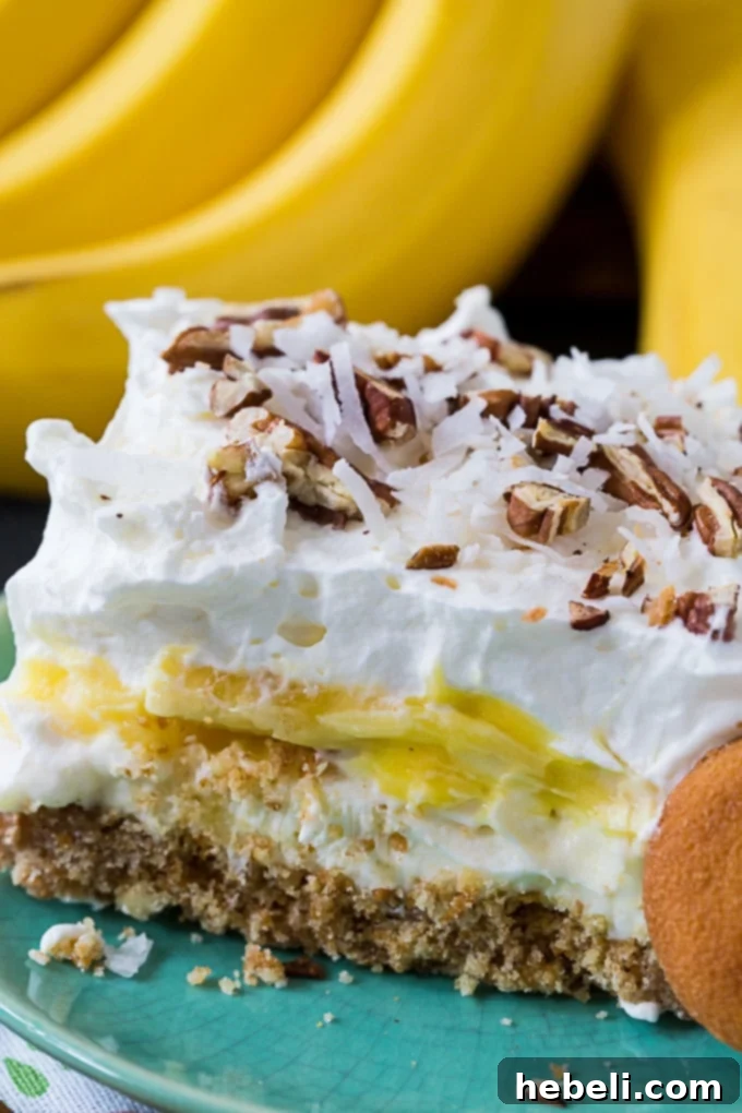 Creamy Banana Bliss 5 Slice of Banana Cream Delight, showing all four delicious layers