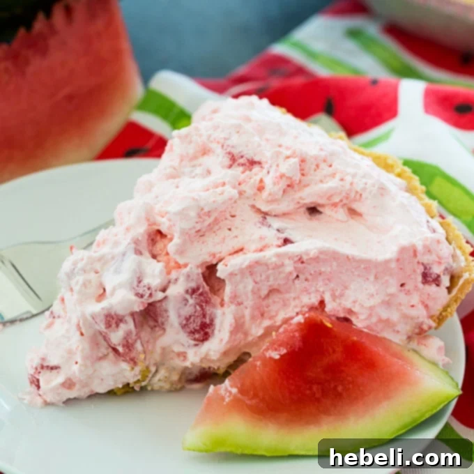 Watermelon Pie in graham cracker crust, a refreshing summer dessert.